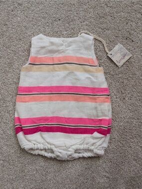 NWT Lemlem Baby Girl Bubble Romper 3M Pink Stripe